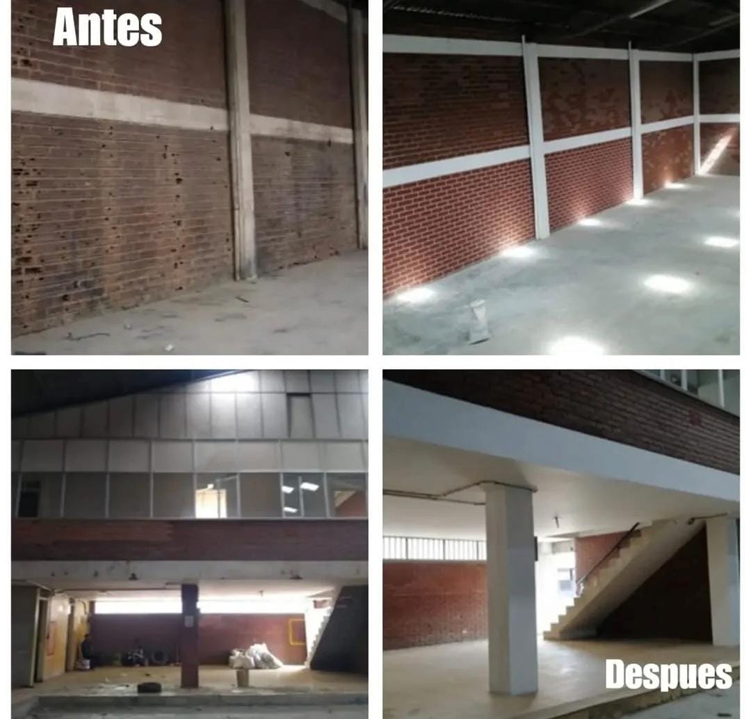 Antes y después de reforzamiento y acabados en estructura institucional